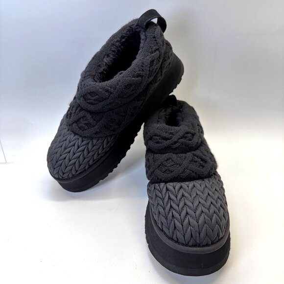 UGG Tazz Villa Knit Platform Booties Black Winter Slippers Size Women 9 - Picture 6 of 8